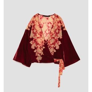 Zara Floral Velvet Kimono